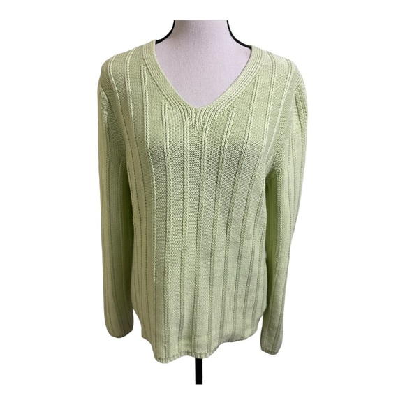 Brooks brothers womens heavy knit V-neck long sleeve sweater light green Large - Picture 8 of 11